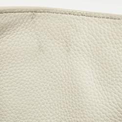 Pre Owned Prada White Vitello Daino Leather Side Zip Tote