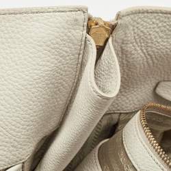 Pre Owned Prada White Vitello Daino Leather Side Zip Tote