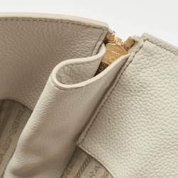 Pre Owned Prada White Vitello Daino Leather Side Zip Tote