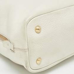 Pre Owned Prada White Vitello Daino Leather Side Zip Tote