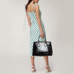 Pre Owned Prada Black Saffiano Patent Leather Parabole Tote