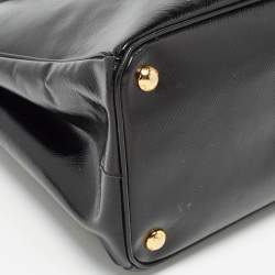 Pre Owned Prada Black Saffiano Patent Leather Parabole Tote
