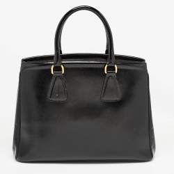 Pre Owned Prada Black Saffiano Patent Leather Parabole Tote