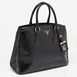 Pre Owned Prada Black Saffiano Patent Leather Parabole Tote