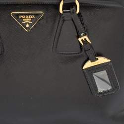 Pre Owned Prada Black Saffiano Patent Leather Parabole Tote