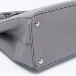 Pre Owned Prada Grey Saffiano Leather Small Double Zip Tote