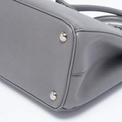 Pre Owned Prada Grey Saffiano Leather Small Double Zip Tote