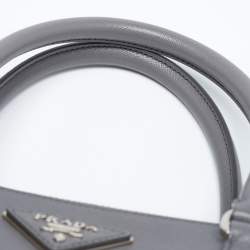 Pre Owned Prada Grey Saffiano Leather Small Double Zip Tote