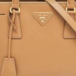 Pre Owned Prada Caramel Saffiano Lux Leather Small Galleria Double Zip Tote