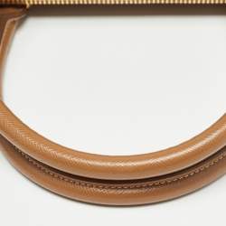 Pre Owned Prada Caramel Saffiano Lux Leather Small Galleria Double Zip Tote