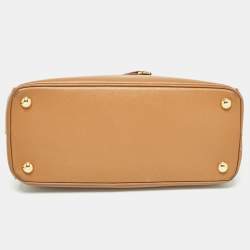 Pre Owned Prada Caramel Saffiano Lux Leather Small Galleria Double Zip Tote