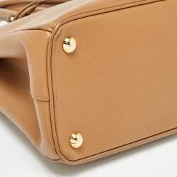 Pre Owned Prada Caramel Saffiano Lux Leather Small Galleria Double Zip Tote