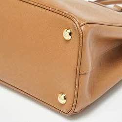 Pre Owned Prada Caramel Saffiano Lux Leather Small Galleria Double Zip Tote
