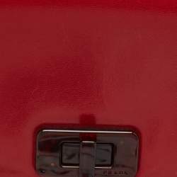 Pre Owned Prada Red Leather Turnlock Flap Clutch