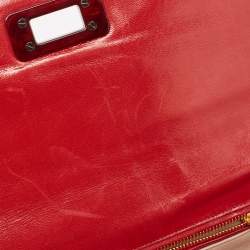 Pre Owned Prada Red Leather Turnlock Flap Clutch