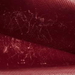 Pre Owned Prada Dark Red Saffiano Cuir Leather Double Shoulder Bag