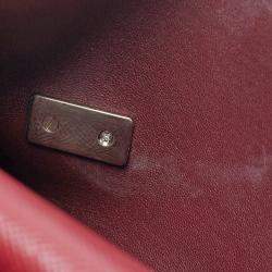 Pre Owned Prada Dark Red Saffiano Cuir Leather Double Shoulder Bag