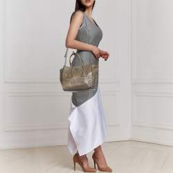 Pre Owned Prada Grey Leather Double Handle Tote