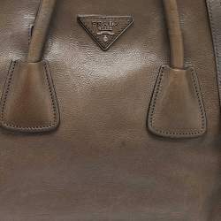 Pre Owned Prada Grey Leather Double Handle Tote