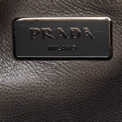 Pre Owned Prada Grey Leather Double Handle Tote