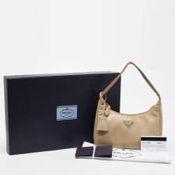 Pre Owned Prada Beige Nylon Re-Edition 2000 Baguette Bag