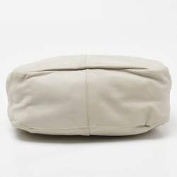 Prada Off White Vitello Daino Leather Zip Hobo