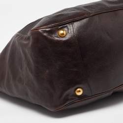 Pre Owned Prada Brown Glace Leather Tote