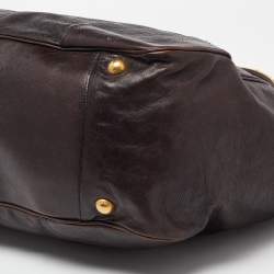 Pre Owned Prada Brown Glace Leather Tote