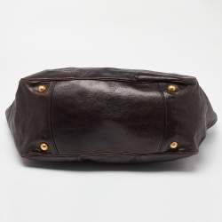 Pre Owned Prada Brown Glace Leather Tote