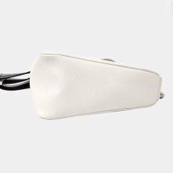 Prada White Leather Triangle Logo Shoulder Bag