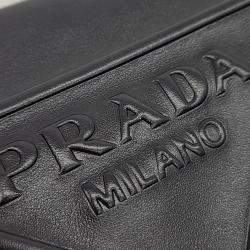 Pre Owned Prada Black Leather Triangle Logo Shoulder Bag