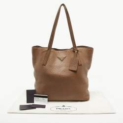 Pre Owned Prada Beige Cervo Leather Tote