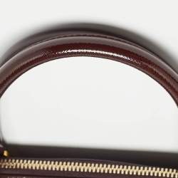 Pre Owned Prada Burgundy Saffiano Patent Leather Medium Promenade Satchel