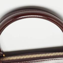 Pre Owned Prada Burgundy Saffiano Patent Leather Medium Promenade Satchel