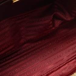 Pre Owned Prada Burgundy Saffiano Patent Leather Medium Promenade Satchel