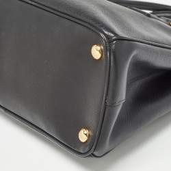 Pre Owned Prada Black Saffiano Leather Small Double Zip Tote