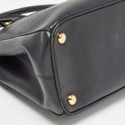 Pre Owned Prada Black Saffiano Leather Small Double Zip Tote