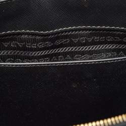 Pre Owned Prada Black Saffiano Leather Small Double Zip Tote
