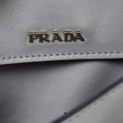 Pre Owned Prada Grey/Yellow Vitello Soft Leather Double Flap Bag