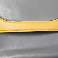 Pre Owned Prada Grey/Yellow Vitello Soft Leather Double Flap Bag