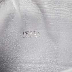 Pre Owned Prada Grey/Yellow Vitello Soft Leather Double Flap Bag