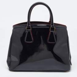 Pre Owned Prada Black Spazzolato Leather Parabole Tote