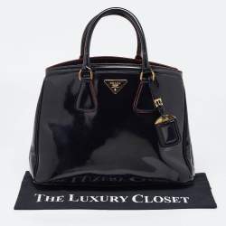 Pre Owned Prada Black Spazzolato Leather Parabole Tote