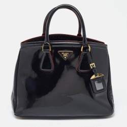 Pre Owned Prada Black Spazzolato Leather Parabole Tote