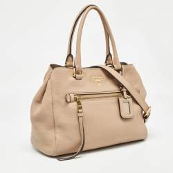 Pre Owned Prada Beige Vitello Phoenix Leather Tote