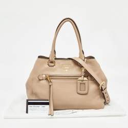 Pre Owned Prada Beige Vitello Phoenix Leather Tote