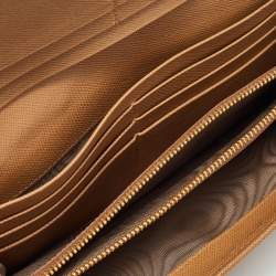 Pre Owned Prada Brown Quilted Saffiano Metal Leather Logo Flap Wallet