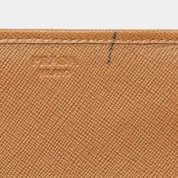 Pre Owned Prada Brown Quilted Saffiano Metal Leather Logo Flap Wallet