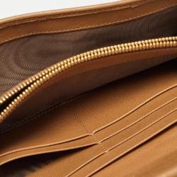 Pre Owned Prada Brown Quilted Saffiano Metal Leather Logo Flap Wallet