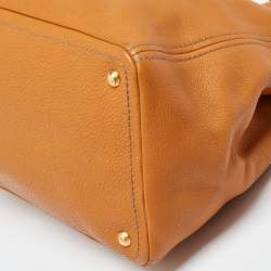 Pre Owned Prada Brown Vitello Daino Leather Open Tote